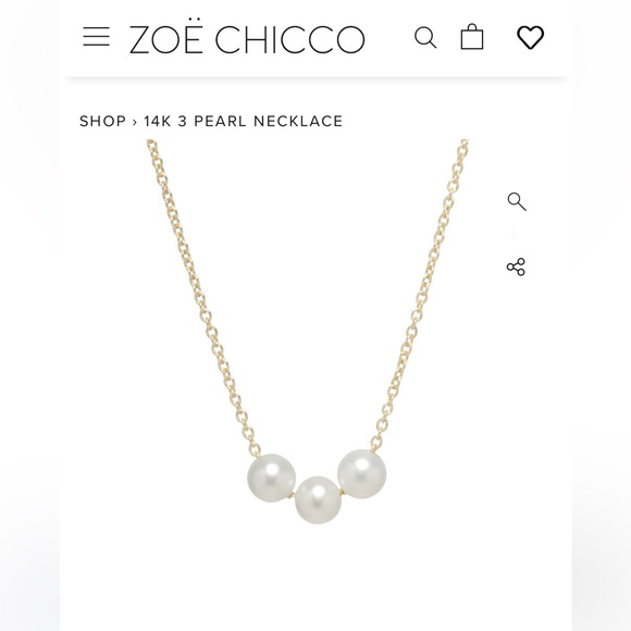 ZOE CHICCO 14K 3 pearls necklace - Picture 2 of 2